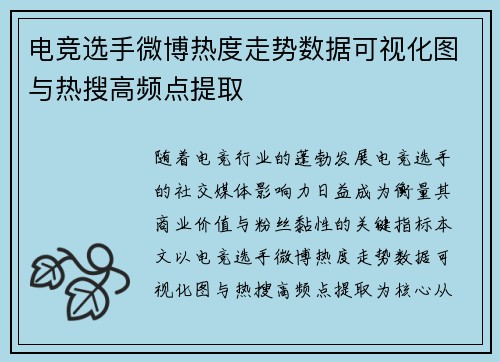 电竞选手微博热度走势数据可视化图与热搜高频点提取