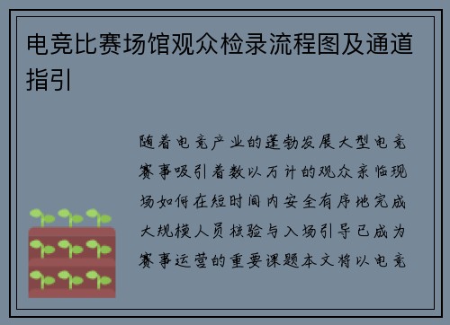 电竞比赛场馆观众检录流程图及通道指引